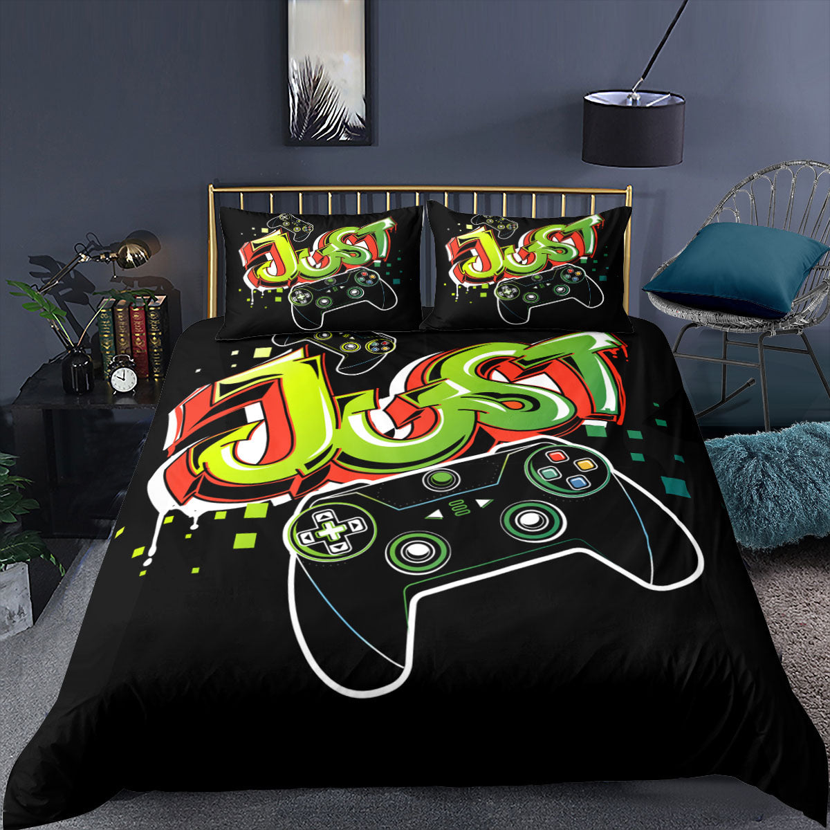Video Game Print Duvet Cover Set for Bedroom (2/3pcs)