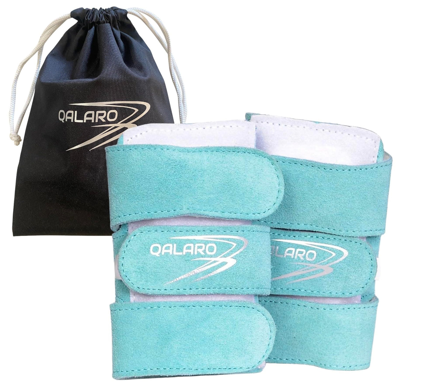 QALARO Suede Wrist Supports (Pair) with Bag | Gymnastics Acrobatics Cheer Adjustable Wrist Guards | Wrist Injury Prevention | Wrist Support Brace Hand Wraps