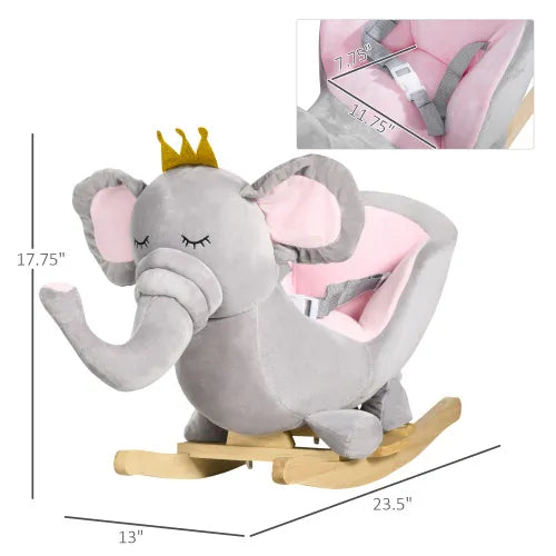 Baby Elephant Wooden Rocking Chair