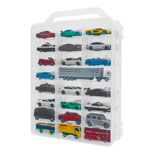 48-Car Storage Case with Handle, Double Sided Storage Case for Toy Cars Matchbox Cars1:64 Scale Toy Model Cars，Toy Car Storage Organizer Case Compatible with Hot WheelsCASE ONLY