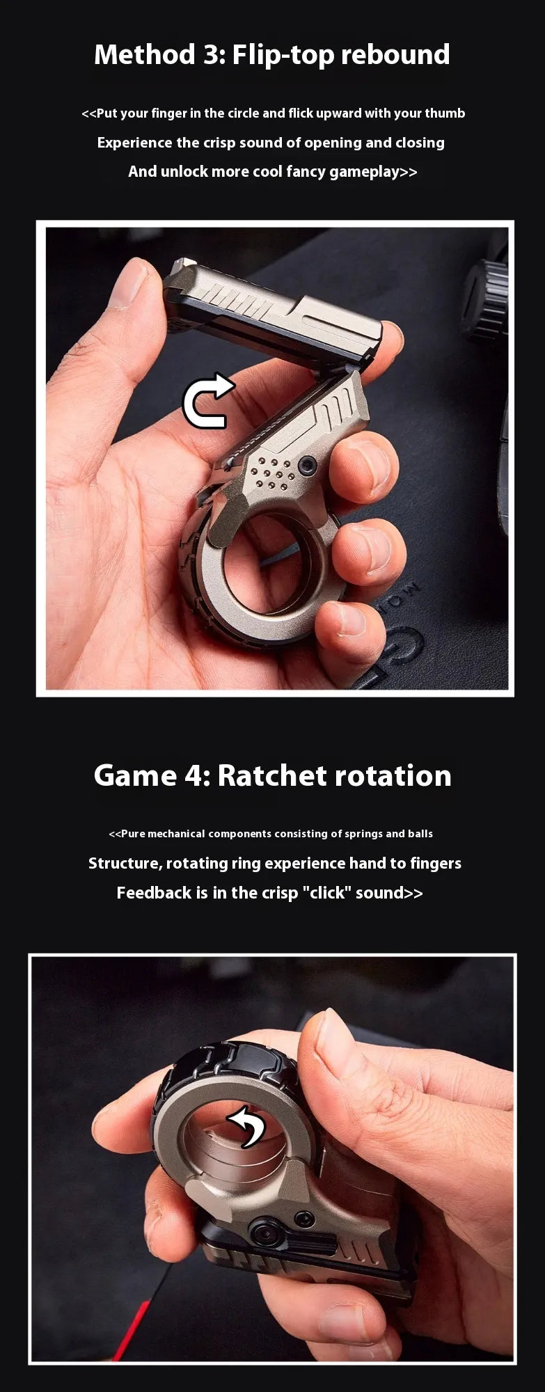 Titanium Alloy Fidget Gun shape Spinner CRAFT