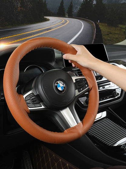 Audocvers Anti-Slip Leather Steering Wheel Cover 38cm
