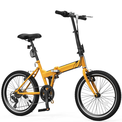 YITAHOME 20 Inch Folding Beach Cruiser Bike for Adults 7-Speed Foldable Bicycle for Women Men Portable Commuter Bikes with Adjustable Seat and Handlebar for Commuting Fitness Vacation