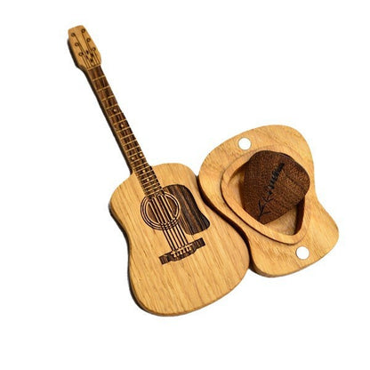 Personalized Wooden Guitar Pick Box with Picks Gift