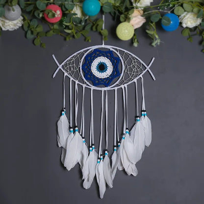 Handmade Dream Catcher with Evil Eye Feather Home Decor