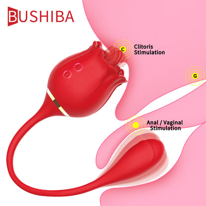 Rose Tongue Vibrator for Women - G Spot and Clitoral Stimulation adult toy massage couple