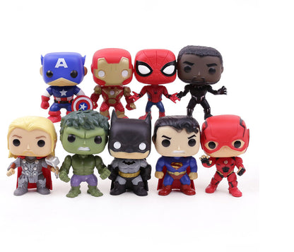 9PCS DC MARVEL Avengers Series 1 Figures: Captain America, Hulk, Thor, Batman