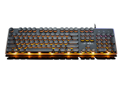 Rainbow Backlit Retro USB Mechanical Gaming Keyboard 104 keys