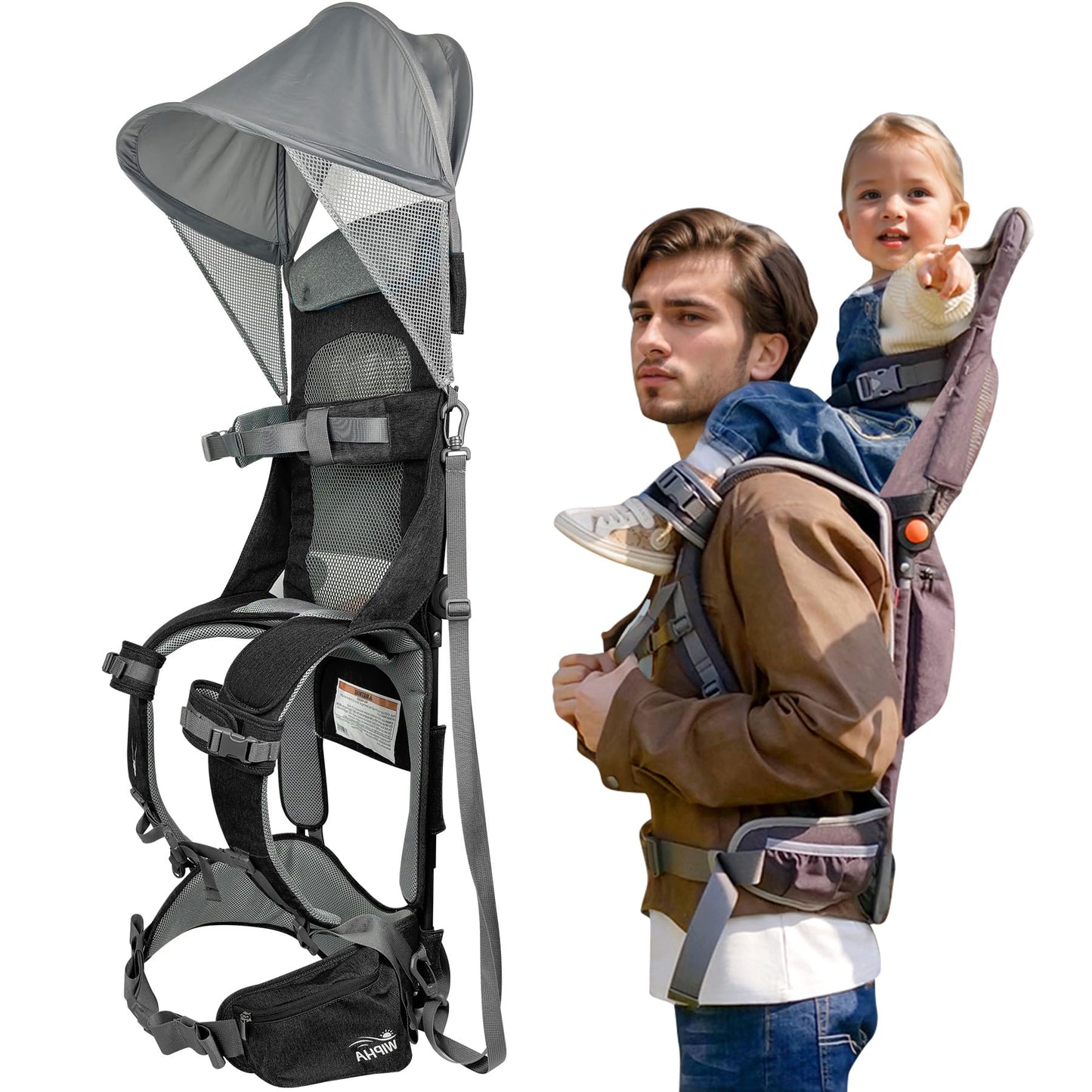 Hiking Backpack Carrier Light weight Toddler Shoulder Carrier with Sun Shade Saddle Toddler Backpack Carrier for Kids 6 Months to 4 Years Old