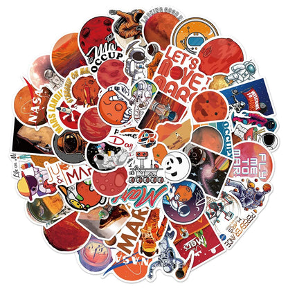 50pc Space Stickers Mars Waterproof Stickers Vinyl Sticker Decal Decor