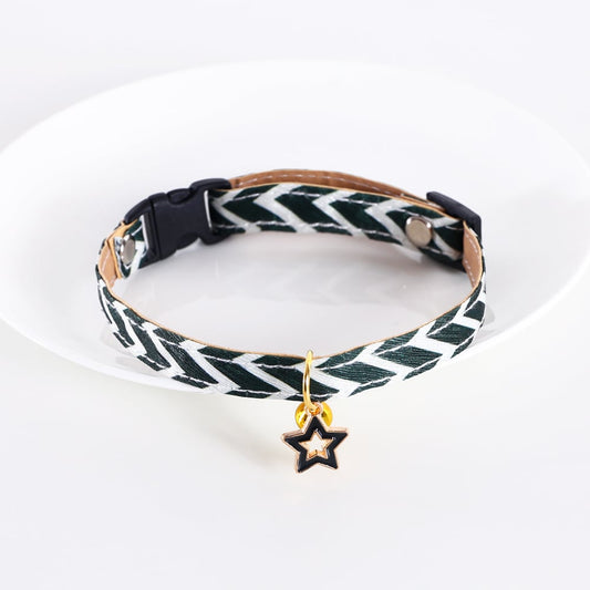 Adjustable Pet cat dog Collar with Pentagram Geometry Stripes