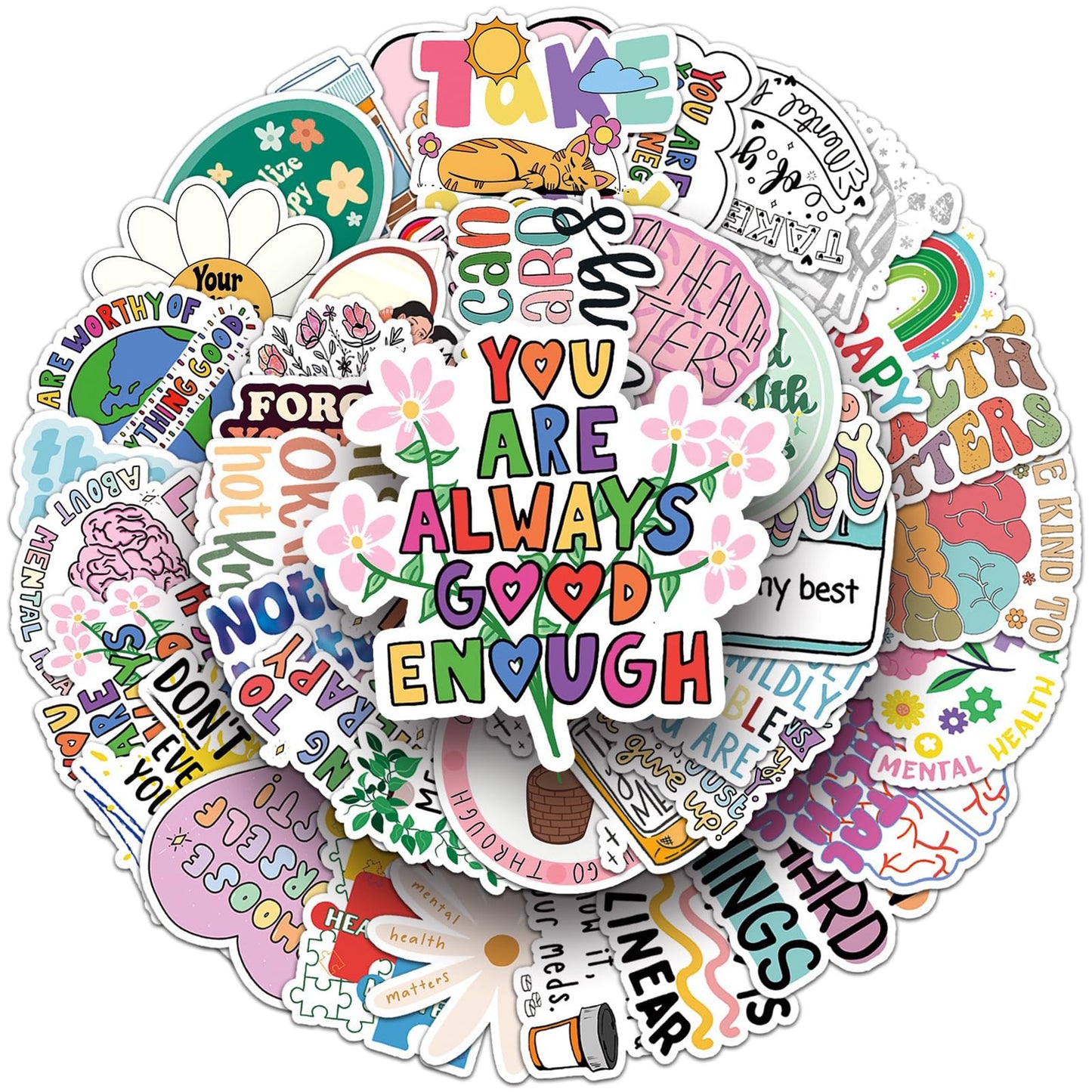 MAIOUSU STORE 100PCS Mental Health Awareness Decals Vinyl Waterproof Stickers