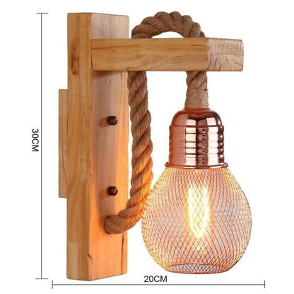 American Creative Wood Wall Light with Iron Shade