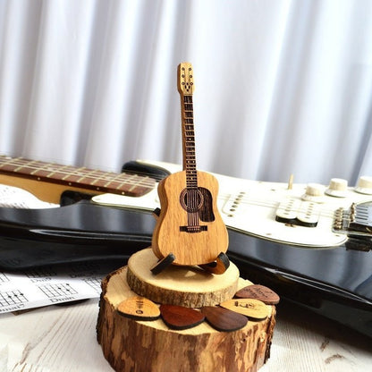 Personalized Wooden Guitar Pick Box with Picks Gift