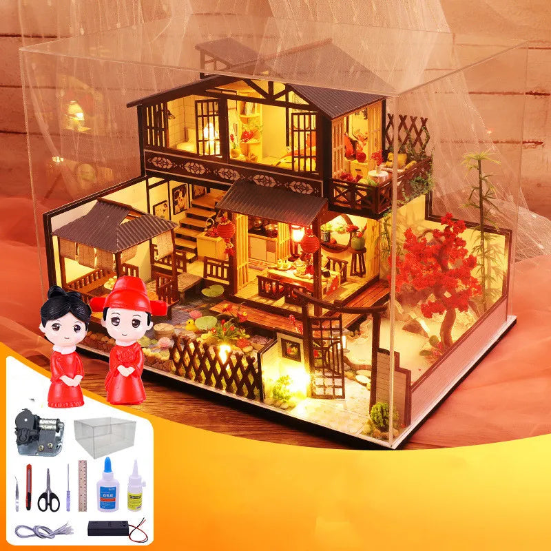 Handmade Wooden Music Box Music Box Sky City GIFT