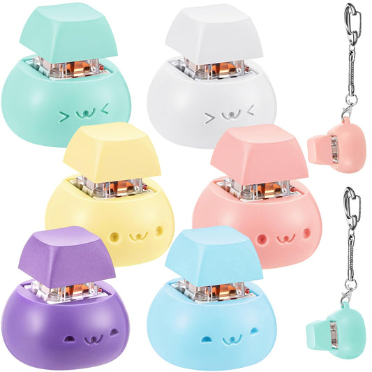 6 Pcs Decompression Toys Keyboard Clicker Toy Keyboard Cube Toy Mechanical Key Toy Keyboard Button Stress Relief for Adult Gifts to Relief Pass Time (Cute)