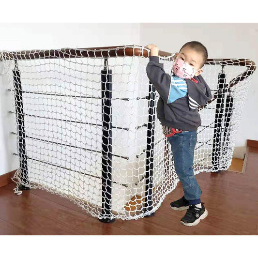 BLSGBUIDING Child Safety Net 3.28ft x 16.4ft Stair Balcony Railing Protector/Pet Toy Anti-Fall Sturdy Polyester White – 1 Pack
