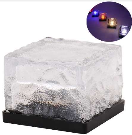 Glass Ice Brick Light, Solar Lawn Ground Lights