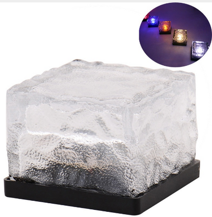 Glass Ice Brick Light, Solar Lawn Ground Lights
