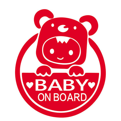 Cute Baby on Board Reflective Car Sticker decal for Girls 12.5x15cm PET material