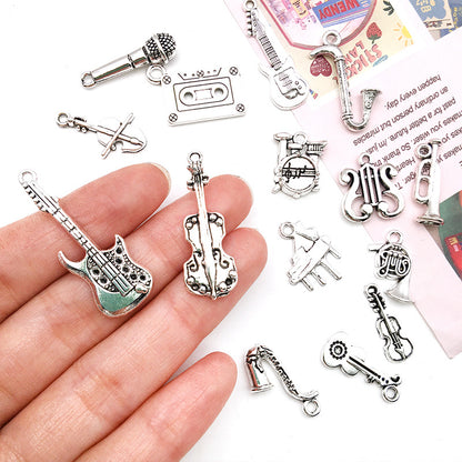 Cute DIY Music Series Violin Guitar Note keychain pendant necklace