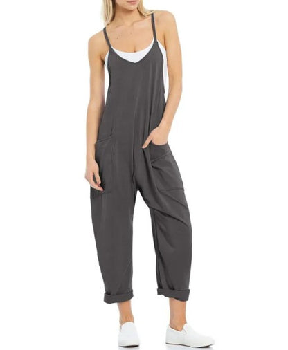 One-piece Women Woman Pocket Spaghetti Straps Knitted One-Piece Trousers