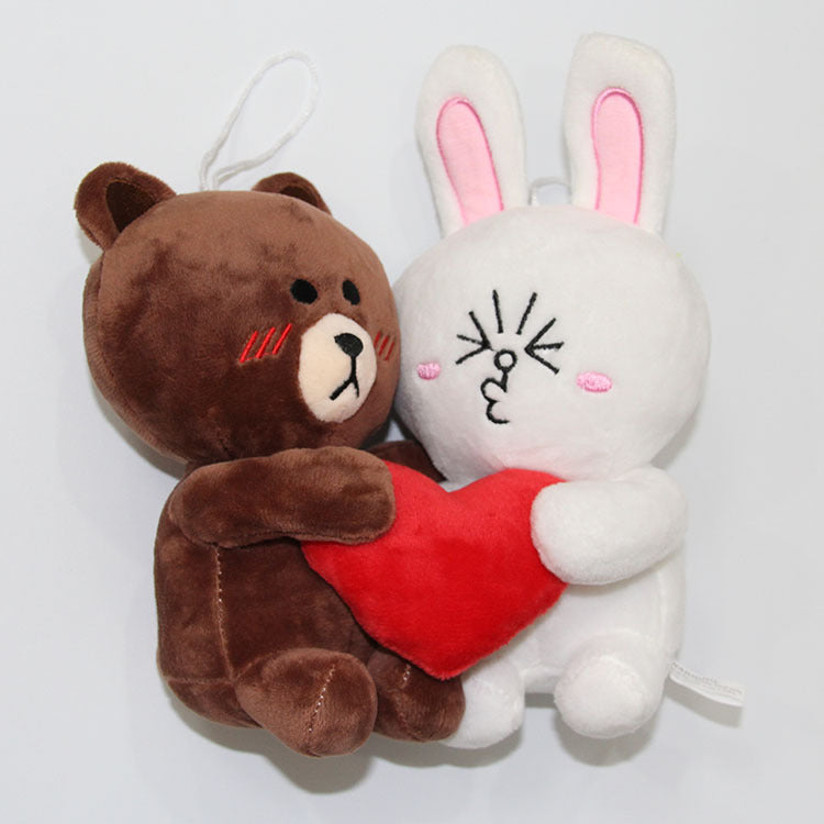 Brown Bear and Cony Rabbit Plush Couple Toy Decor