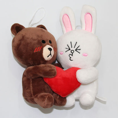 Brown Bear and Cony Rabbit Plush Couple Toy Decor