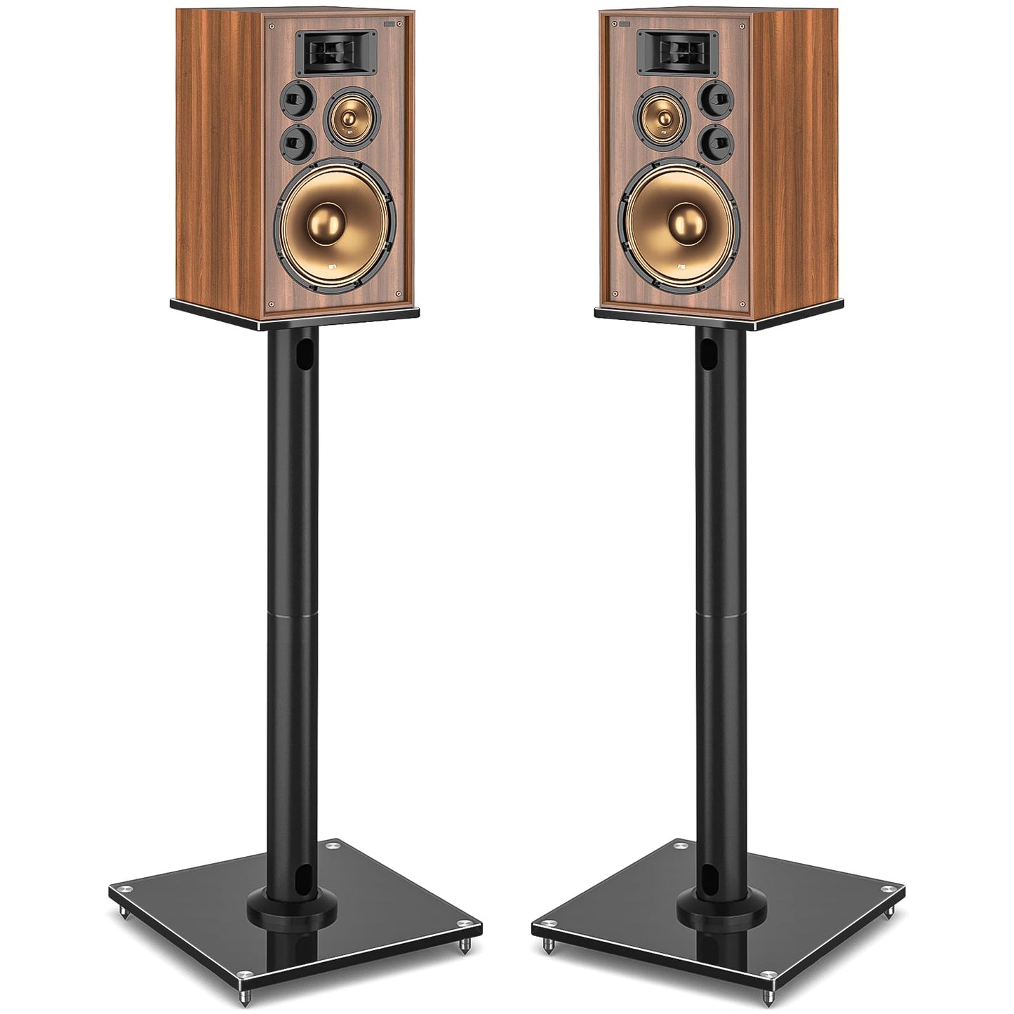 YOMT Universal Floor Speaker Stands Bookshelf Speaker Stands 28 Inch for Surround Sound Speaker Stands Pair with Cable Management Holds 22lbs for Bose Edifier Klipsch Polk JBL Sony Yamaha Black