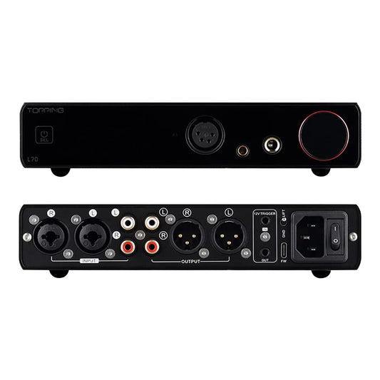 TOPPING L70 Full Balanced NFCA Headphone Amplifier 7500mWx2 HiFi Headphone Amp 4-Pin XLR/4.4mm balanced/6.35mm SE Earphone Jack/Line Output XLR/TRS/RCA Input Home Audio Preamplifier (Black)