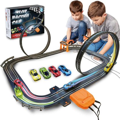 Atlasonix Slot Car Race Tracks Sets - Slot Cars Race Tracks & Accessories Electric Race Car Track Dual Electric Race Track for Girls & Boys Age 5 Years+