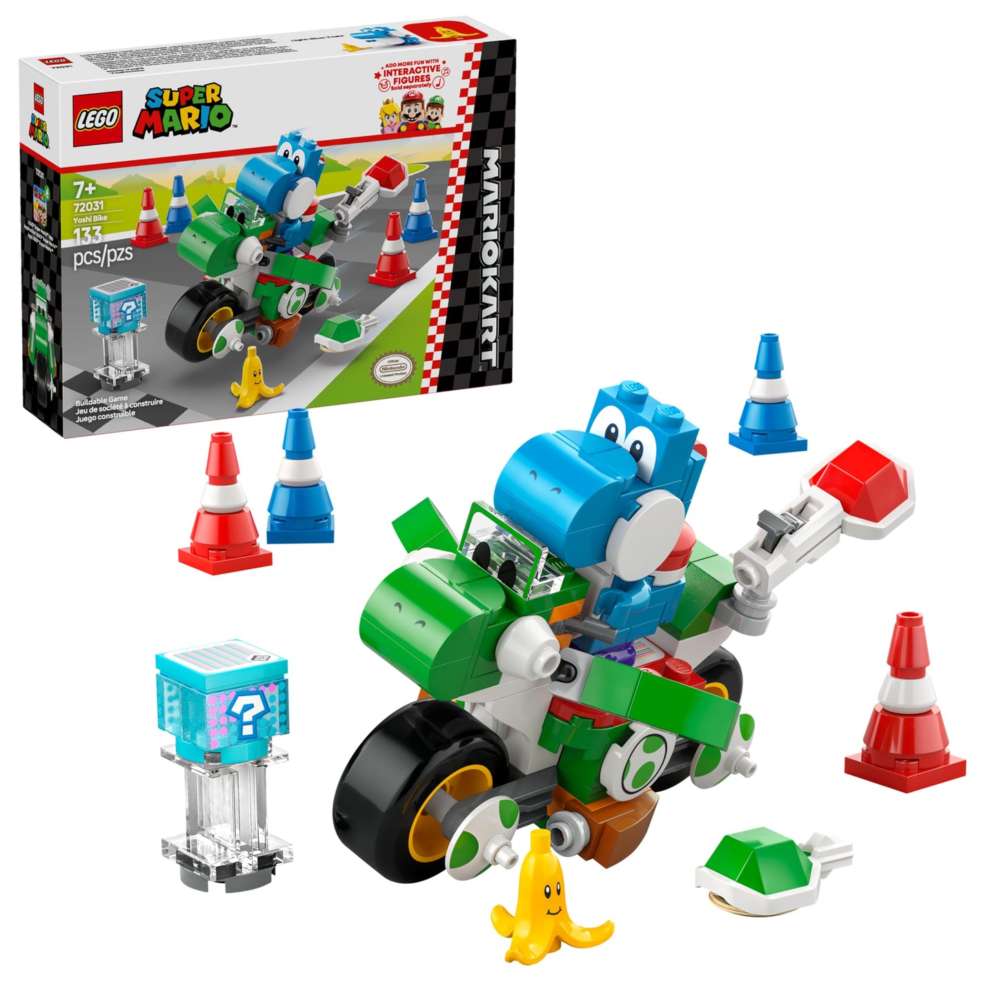 LEGO Super Mario: Mario Kart Yoshi Bike - Building Toy Set for Kids Boys and Girls Ages 7+ - Mario Kart Toy for Fans with Blue Yoshi - Gift Idea for Birthdays - 72031