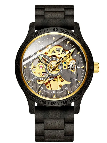 Sandalwood Auto Hollow Watch valentine couple birthday date gift