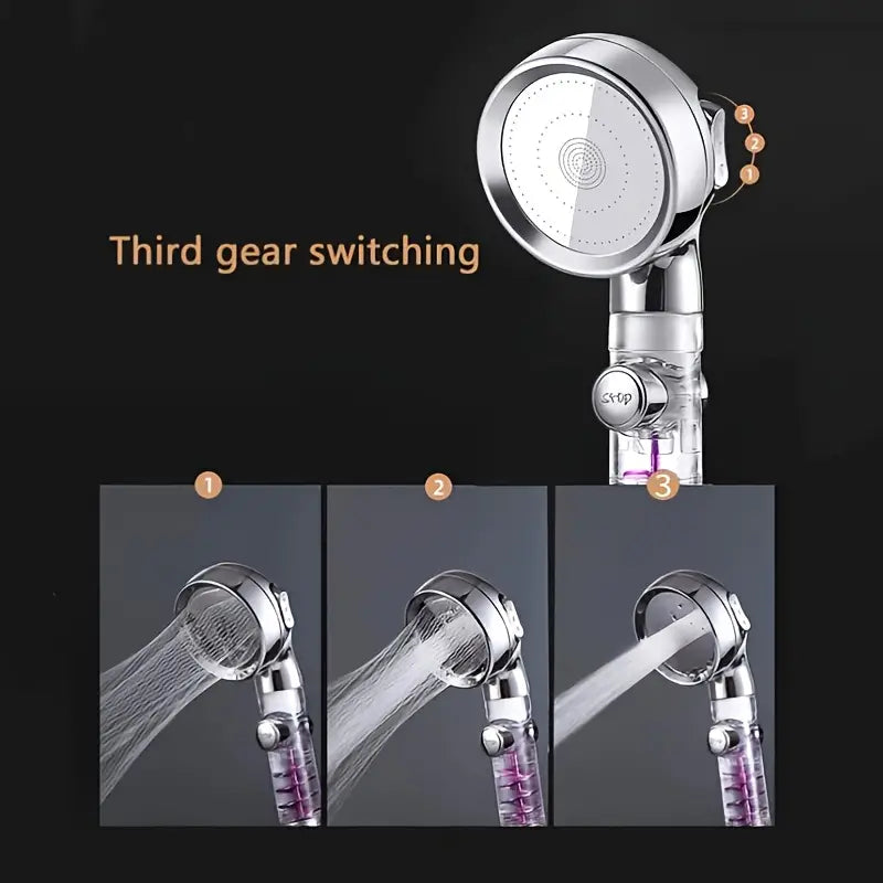 Three Speed Turbo Rod Pressurized Shower Head