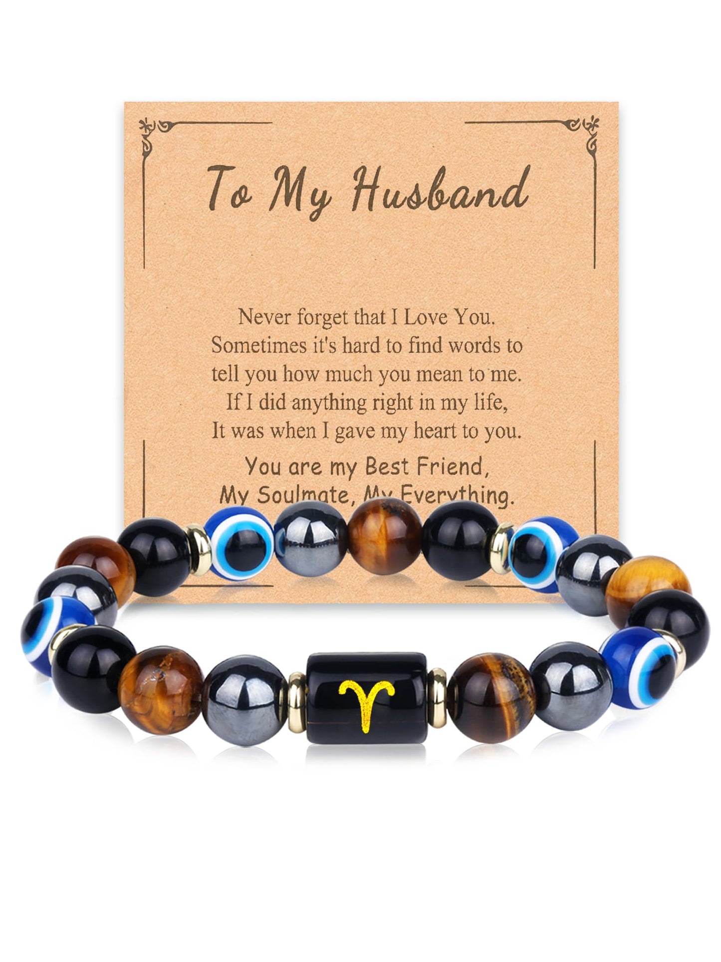 Nifsun Zodiac Triple Protection Evil Eye Bracelet for Son Husband Boyfriend Brother Man Birthday Christmas Anniversary Jewelry Gifts (Pisces Husband)