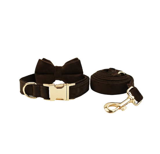 Velvet Pet dog cat Collar with Traction Rope