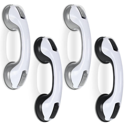 Qunclay 4 Pack 12 Inch Grab Bars for Bathtubs Shower Handle Shower Grab Bars for Seniors Suction Grab Bars for Shower Non Slip Shower Safety Bars for Elderly Disabled Handicap (Black Gray)