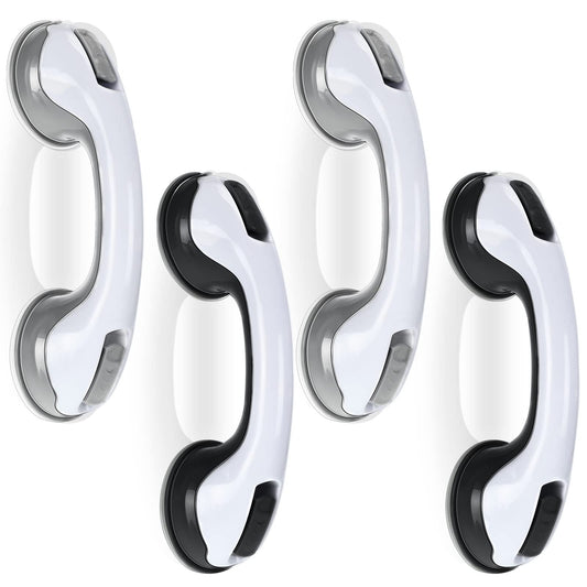 Qunclay 4 Pack 12 Inch Grab Bars for Bathtubs Shower Handle Shower Grab Bars for Seniors Suction Grab Bars for Shower Non Slip Shower Safety Bars for Elderly Disabled Handicap (Black Gray)