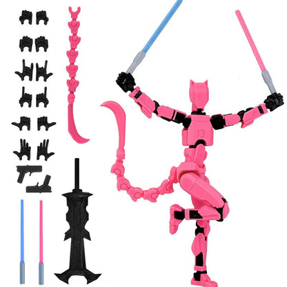 T13 Action Figures Lucky 13 3D Printed Action Figure Assembly Completed Dummy 13 Action Figure - The Ultimate Hero for Robo 13 (Pink)