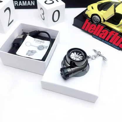 Car Turbo Charger Key Chain USB Charging Accessories USB LED LIGHT