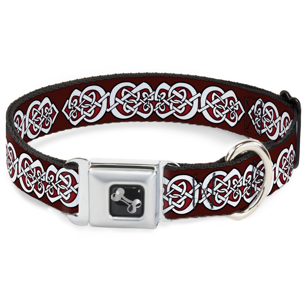 Buckle-Down DC-W38103-S Seatbelt Dog Collar Small Celtic Knot5 Reds/Black/White
