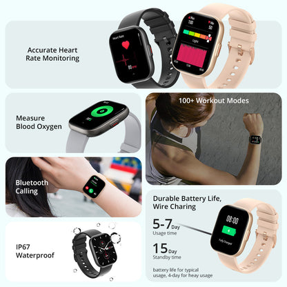 2inch OLED Smart Watch heart rate waterproof Bluetooth calls sleep blood oxygen monitor