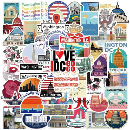 Washington DC Stickers 50 Pcs USA Capital City Sticker Vinyl Decal Sticker