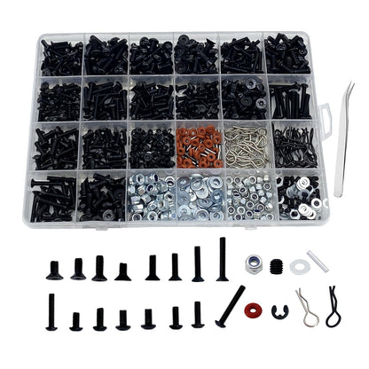 1000pcs RC Screw Kit RC Car Tool Kit Hardware Fasteners for Traxxas Arrma Redcat Axial RC4WD HSP HPI SCX10 Losi 1/8 1/10 1/12 1/16 RC Cars Trucks Crawler RC Screws Accessories
