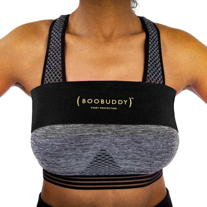 Booband Boobuddy Breast Support Band for Women - Sports Bra Alternative Workout & Running Accessory - Boob Stabilizer Compression Strap for Zero Bounce Prevent Injury Improve Posture Black Small
