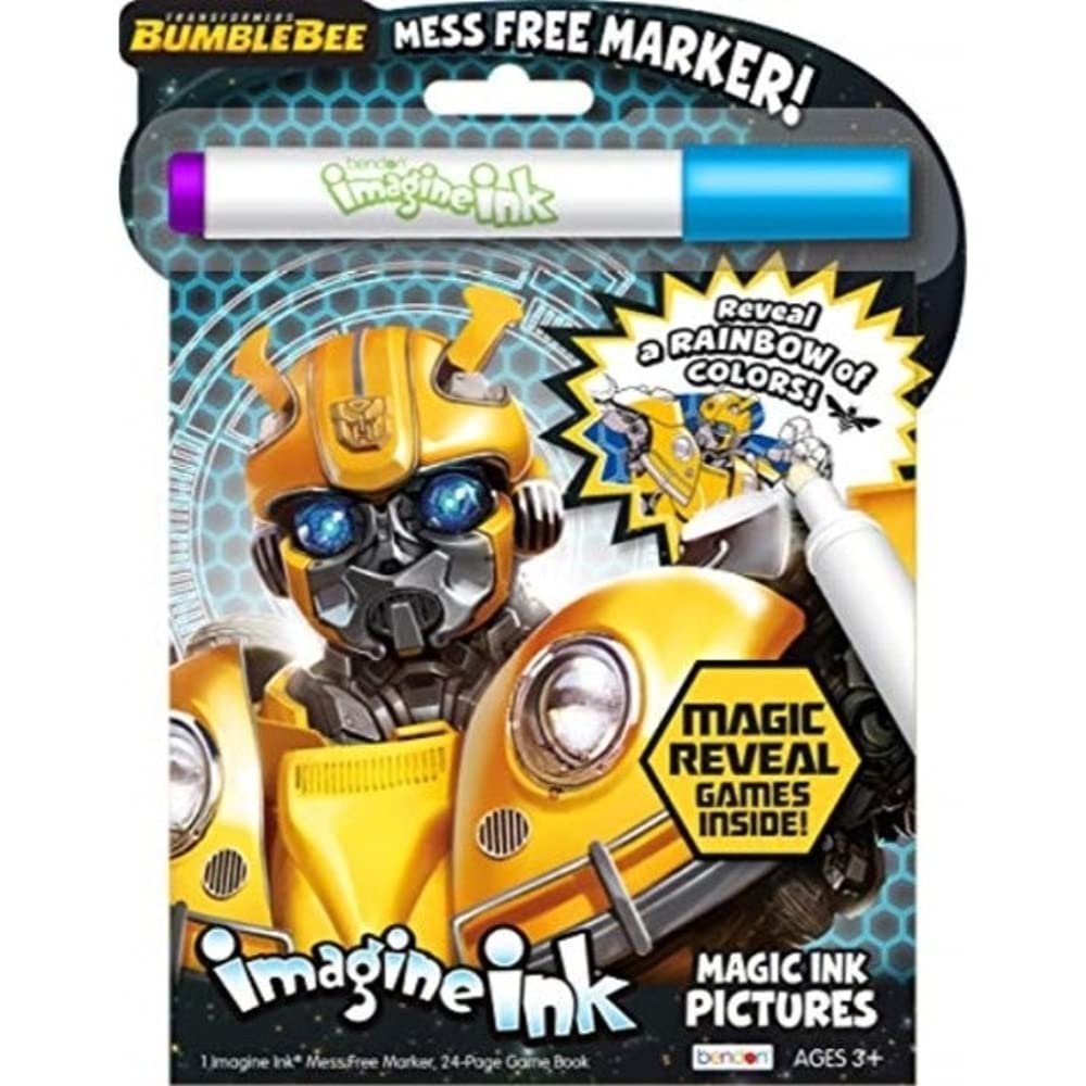 Transformers Coloring Book Imagine Ink | Bumblebee Activity Book | Transformers Imagine Ink | Magic Ink Mess Free Coloring Book | 24 Pages | Officially Licensed