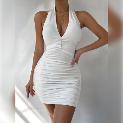 Backless Waist-Cinching Sexy Halter Dress woman women date couple party night clubbing