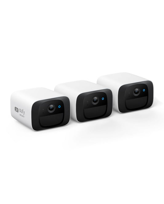 eufy Security SoloCam C210 3-Cam Pack Wireless Outdoor Camera 2K Resolution No Monthly Fee Wireless 2.4 GHz Wi-Fi HomeBase 3 Compatible (Renewed)