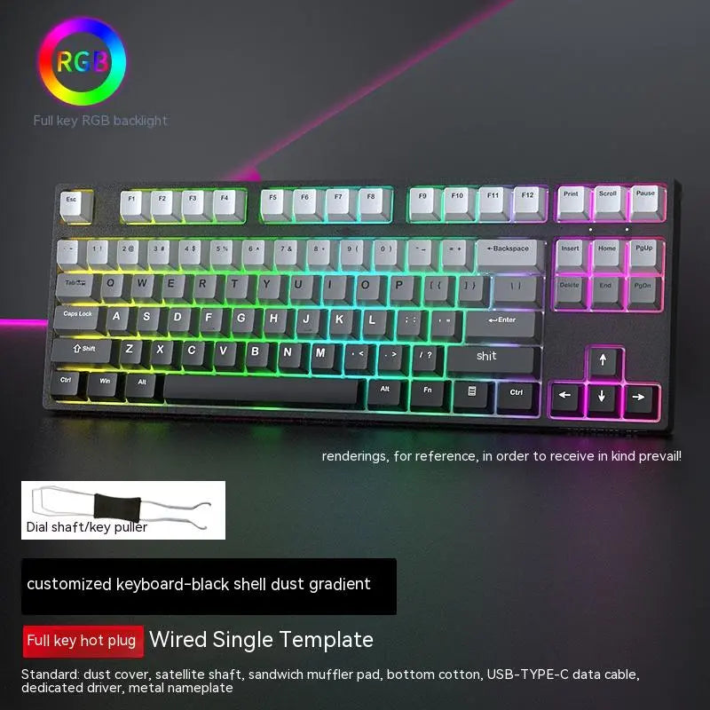 Swappable Axis Gaming Mechanical Keyboard 87 key USB RGB backlight