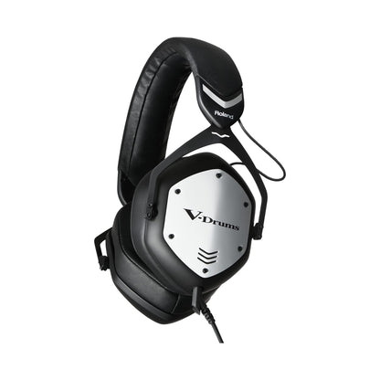 Roland VMH-D1 V-Drums Headphones | Designed by Roland & V-Moda for V-Drums & All Electronic Drum Kits | Immersive Sound | Long Cable for Tangle-Free Drumming | Customizable Shields Black